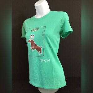 Hyp Deer Graphic Tee Animal Art from Maximsart green T-shirt